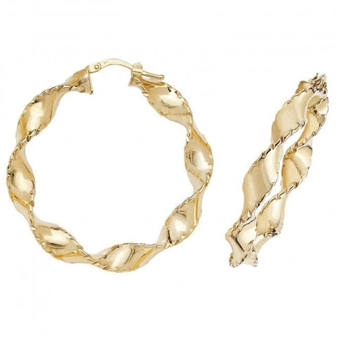 9 Karat Gelbgold 30 mm Diamantschliff Creolen ER205
