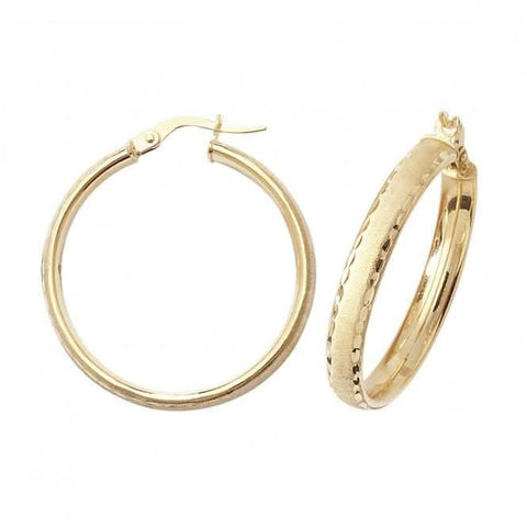 9-karätige Gold-Ohrringe mit Diamantschliff, 30 mm, ER883