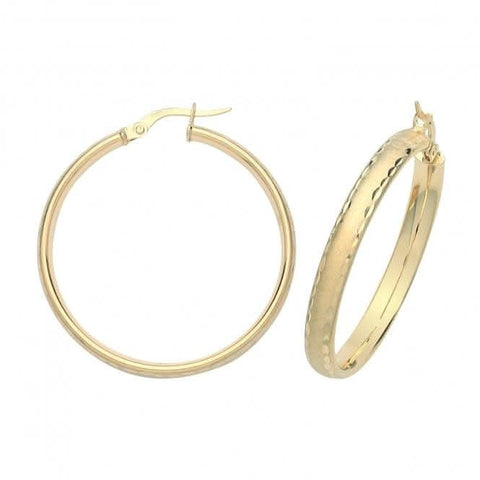 9-karätige Gold-Ohrringe mit Diamantschliff, 30 mm, ER883