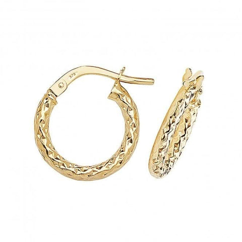 9 Karat Gelbgold 30 mm Diamantschliff Creolen ER951
