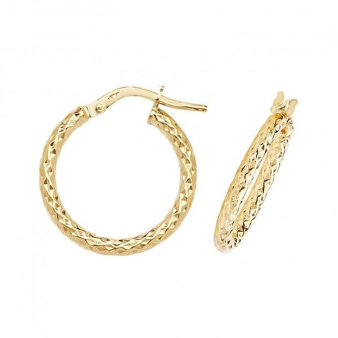 Boucles d'oreilles créoles en or jaune 9 carats, 30 mm, taille diamant, ER951