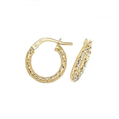 9 Karat Gelbgold 30 mm Diamantschliff Creolen ER951