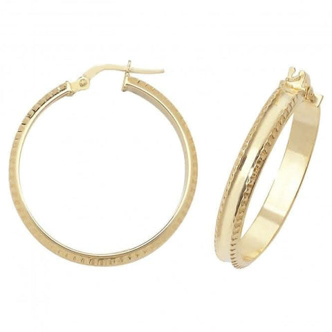 Boucles d'oreilles créoles double taille 30 mm en or jaune 9 carats ER960
