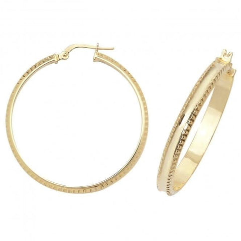 Boucles d'oreilles créoles double taille 30 mm en or jaune 9 carats ER960