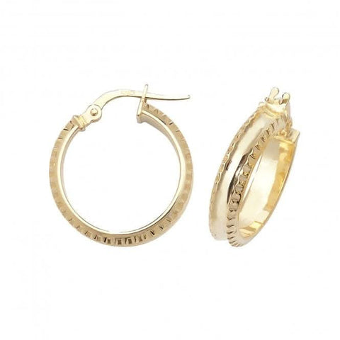 9 Karat Gelbgold 30 mm Doppelschliff Creolen ER960