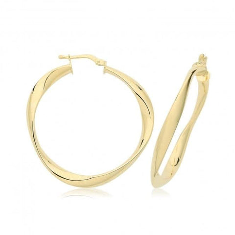 Boucles d'oreilles créoles torsadées en or jaune 9 carats ER1205