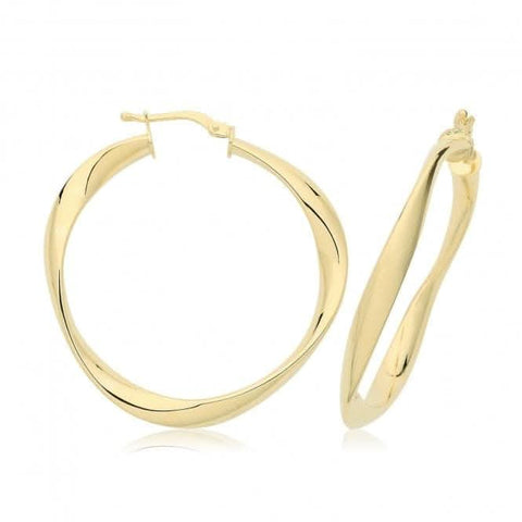 Boucles d'oreilles créoles torsadées en or jaune 9 carats ER1205