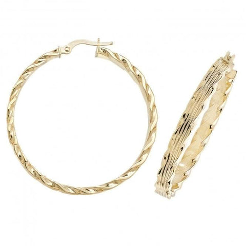 Boucles d'oreilles créoles en or jaune 9 carats de 35 mm ER995