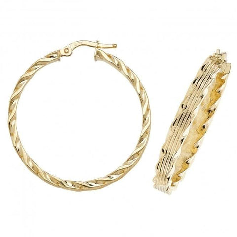 Boucles d'oreilles créoles en or jaune 9 carats de 35 mm ER995