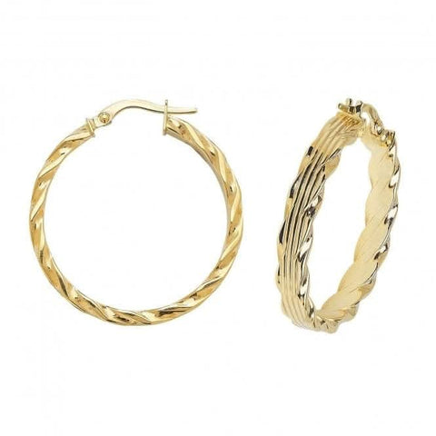 Boucles d'oreilles créoles en or jaune 9 carats de 35 mm ER995