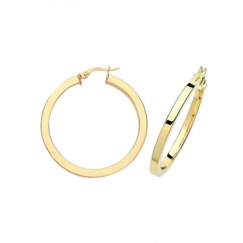 Boucles d'oreilles créoles carrées en or jaune 9 carats, 40 mm, ER775