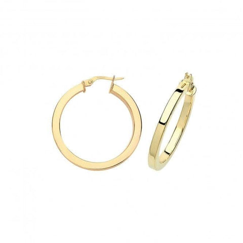 Boucles d'oreilles créoles carrées en or jaune 9 carats, 40 mm, ER775