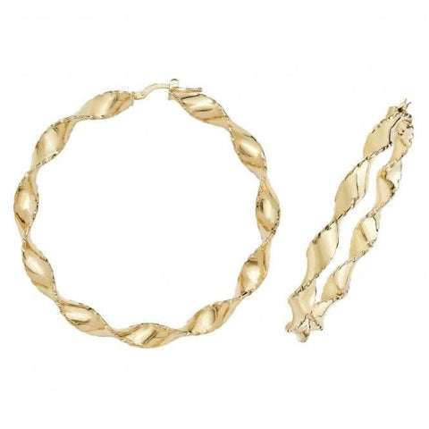 9-karätige Gold-Ohrringe, 50 mm, diamantgeschliffen, ER207