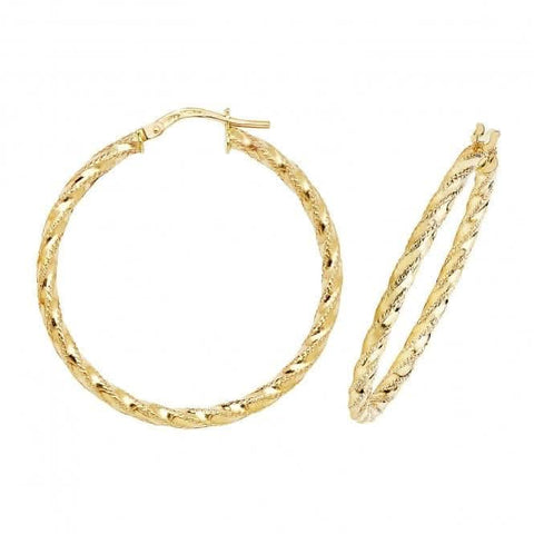 9 Karat Gelbgold 50 mm Diamantgeschliffene Creolen ER952