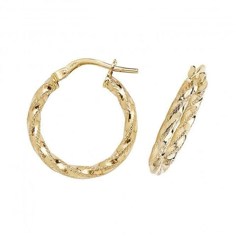 9 Karat Gelbgold 50 mm Diamantgeschliffene Creolen ER952