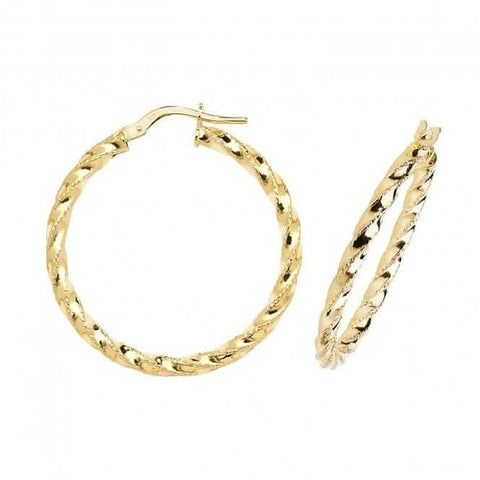 9 Karat Gelbgold 50 mm Diamantgeschliffene Creolen ER952