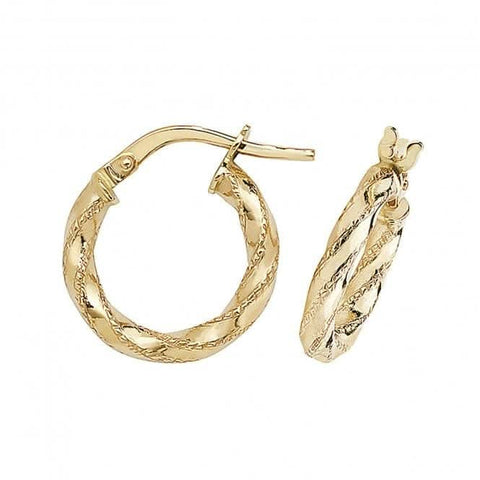 9 Karat Gelbgold 50 mm Diamantgeschliffene Creolen ER952