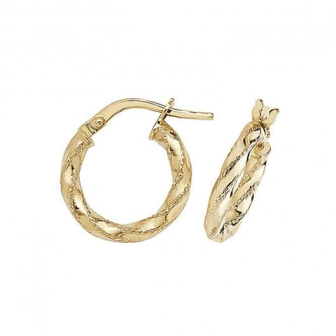 9 Karat Gelbgold 50 mm Diamantgeschliffene Creolen ER952