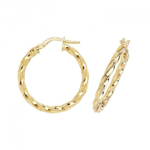 9 Karat Gelbgold 50 mm Diamantgeschliffene Creolen ER952