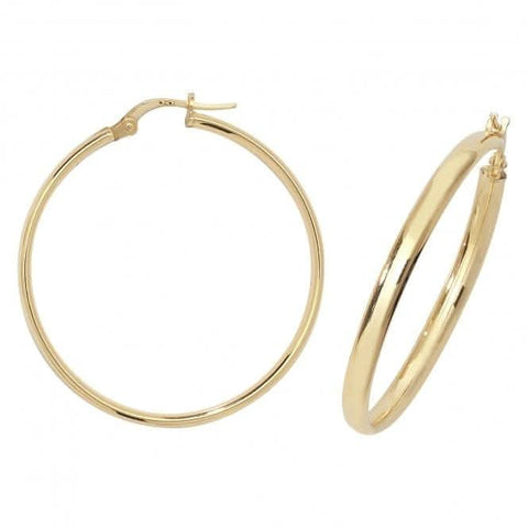 Boucles d'oreilles créoles en or jaune 9 carats de 50 mm ER955