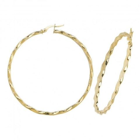 Boucles d'oreilles créoles en or jaune 9 carats de 50 mm ER964