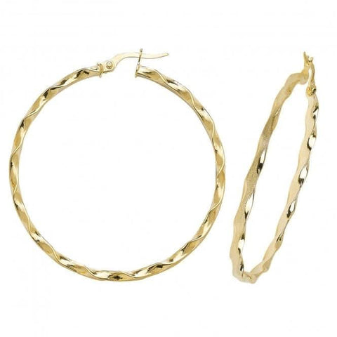 Boucles d'oreilles créoles en or jaune 9 carats de 50 mm ER964