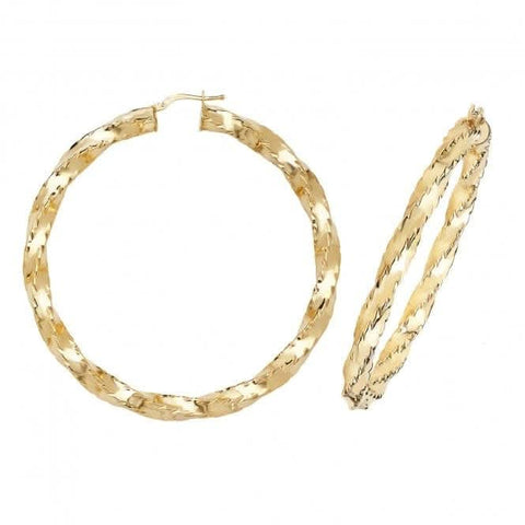9 Karat Gelbgold 60 mm Diamantschliff Creolen ER163