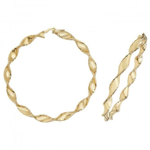 9 Karat Gelbgold 60 mm Doppelschliff Creolen ER208