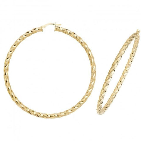 Boucles d'oreilles créoles double croissant en or jaune 9 carats 60 mm ER954