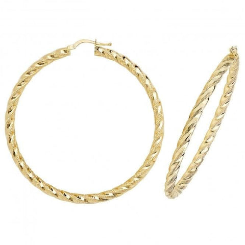 Boucles d'oreilles créoles double croissant en or jaune 9 carats 60 mm ER954