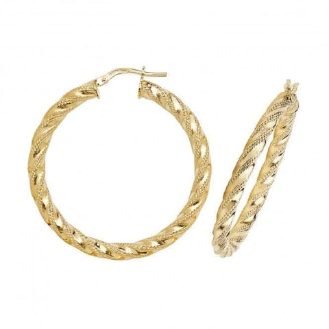 Boucles d'oreilles créoles double croissant en or jaune 9 carats 60 mm ER954