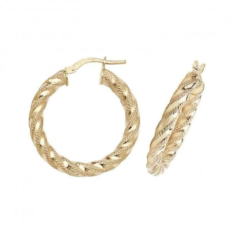 Boucles d'oreilles créoles double croissant en or jaune 9 carats 60 mm ER954