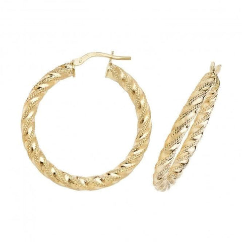 Boucles d'oreilles créoles double croissant en or jaune 9 carats 60 mm ER954