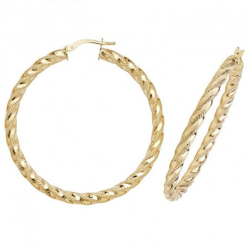Boucles d'oreilles créoles double croissant en or jaune 9 carats 60 mm ER954