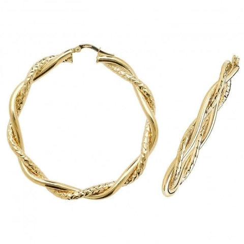 9 Karat Gelbgold 60 mm Diamantschliff Creolen ER988