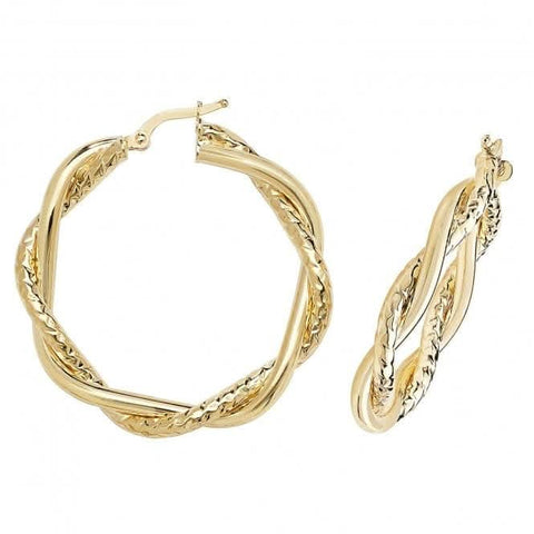 9 Karat Gelbgold 60 mm Diamantschliff Creolen ER988