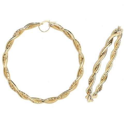 9 Karat Gelbgold 60 mm Diamantschliff Creolen ER988