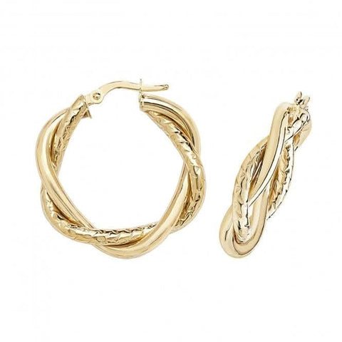 9 Karat Gelbgold 60 mm Diamantschliff Creolen ER988