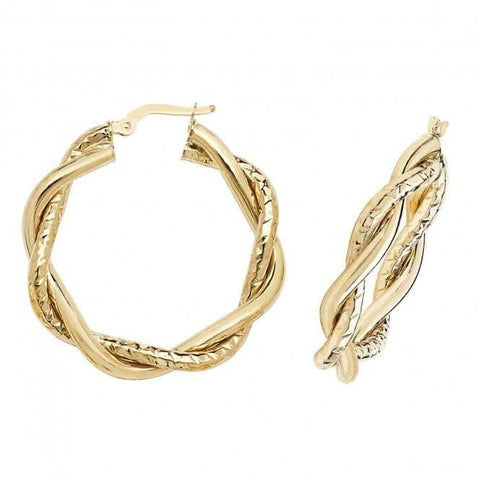 9 Karat Gelbgold 60 mm Diamantschliff Creolen ER988