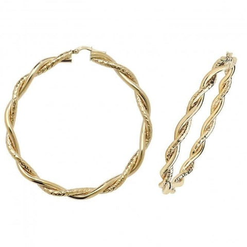 9 Karat Gelbgold 60 mm Diamantschliff Creolen ER988