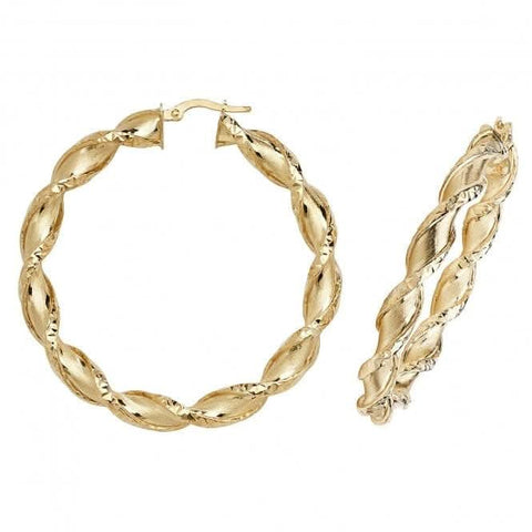 Boucles d'oreilles créoles double cercle 60 mm en or jaune 9 carats ER990