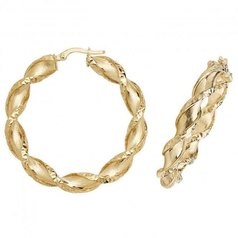 Boucles d'oreilles créoles double cercle 60 mm en or jaune 9 carats ER990