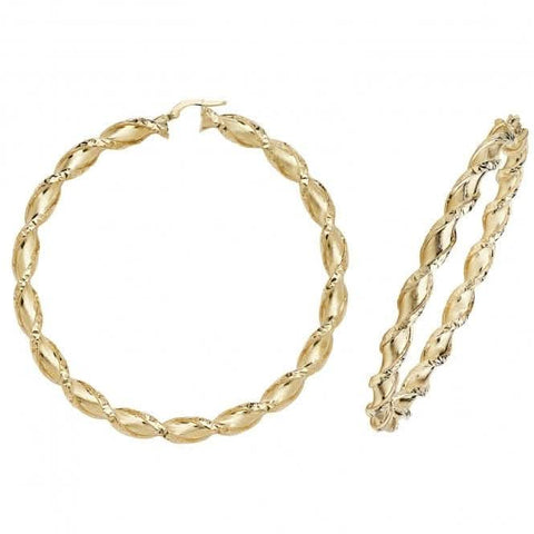 Boucles d'oreilles créoles double cercle 60 mm en or jaune 9 carats ER990