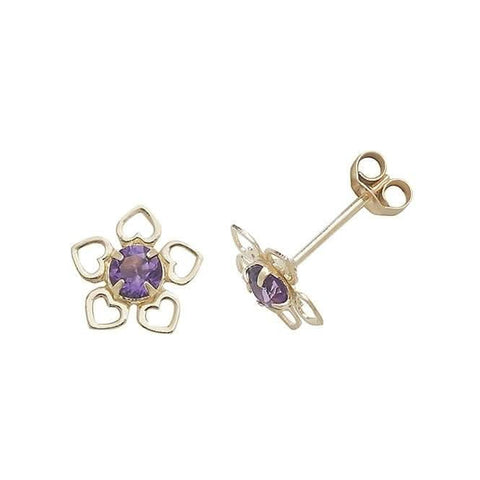 Ohrstecker aus 9-karätigem Gelbgold mit Amethyst ES424AM