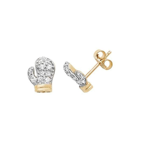 Boxhandschuhe-Ohrstecker aus 9-karätigem Gelbgold mit Zirkonia ES482CZ