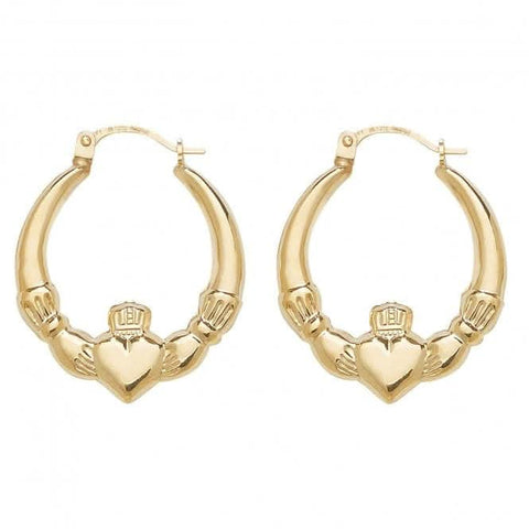 Boucles d'oreilles Claddagh créoles en or 9 carats ER070