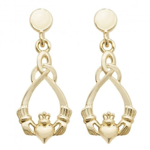 Claddagh-Ohrhänger aus 9-karätigem Gelbgold ES539