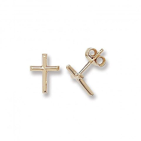 Boucles d'oreilles puces croix en or jaune 9 carats ER101