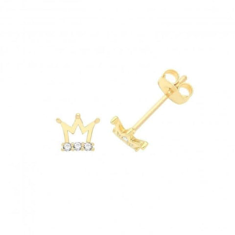 Ohrstecker mit königlicher Krone aus 9-karätigem Gelbgold ES1693