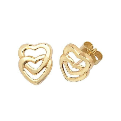 Doppelherz-Ohrstecker aus 9-karätigem Gelbgold ES309